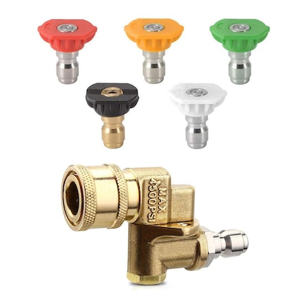 Interstate Pneumatics Pressure Washer Quick Connect  Pivoting Coupler & 25 Size Nozzles Kit PW7115